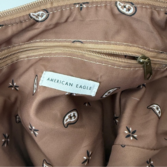 American Eagle Crescent Half Moon Baguette Faux Suede Bag Purse Crossbody - Picture 9 of 10